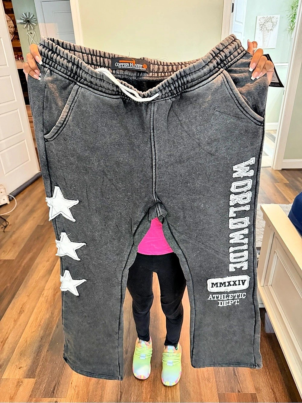 Copper Rivet Worldwide Star Patch Fleece Sweatpants Black 2XL